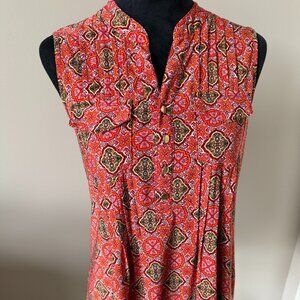 🧡3/$15 EUC COCOMO Red and Brown Patterned Blouse